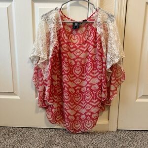 RDI Pink and Cream Lace Blouse